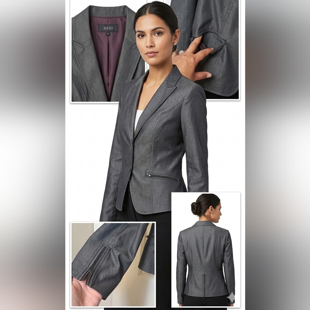 JULIO Chic Slate Grey Cropped Blazer - Picture 1 of 11